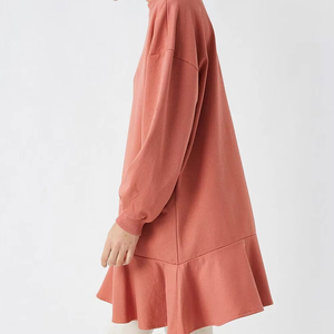 Último diseño de sudadera de gran tamaño para mujer de algodón de cuello redondo Sudadera larga de hombro caído sudaderas con capucha para mujer transpirable - Product Image 4