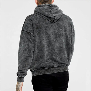 Venta al por mayor de encargo de alta calidad 500gsm 400gsm bordado con capucha lavado ácido sudaderas con capucha de los hombres sudaderas con capucha - Product Image 3