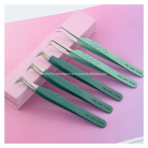 Pinzas Profesionales para Extensión de Pestañas con Punta de Fibra, Herramienta para Volumen de Pestañas, Punta Fina, Color Personalizado, Acero Inoxidable, Uso en Salón - Product Image 1