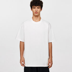 Camisetas de algodón 100% unisex, camisetas deportivas de gran tamaño personalizadas de color sólido para hombre, camisetas de manga corta ajustadas con cuello en blanco, lona lisa - Product Image 3