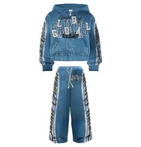 Conjunto de Sudadera con capucha de forro polar lavado ácido de algodón para hombre más vendido, chándal transpirable con logotipo personalizado para ropa informal para gimnasio de invierno fitness - Product Image 2