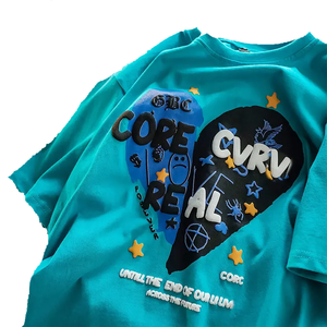 Camisetas de manga corta con cuello redondo para hombre de alta calidad, diseño personalizado y logotipo, tela de punto de algodón 100% para estampado de hojaldre, venta al por mayor - Product Image 1