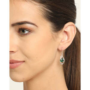 NOVAMART Fine 925 Sterling <b>Silver</b> <b>Drop</b> <b>Earrings</b> for Women & Girls Dark Green Eye Design Rhodium Plating Swiss Zirconia Water Who - Product Image 3