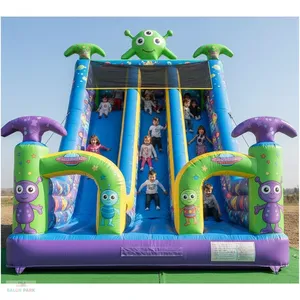 Toboggan gonflable commercial sur le thème des extraterrestres, grand toboggan extérieur sur le thème de l'espace, équipement de terrain de jeu en bâche PVC, toboggan rebondissant - Product Image 1
