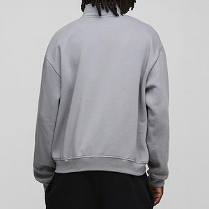 Sudadera Nueva para Hombre, Estilo Holgado con Hombros Caídos, Cuello Redondo, Cierre de Cremallera de un Cuarto, Corte Regular, Tejido Grueso de 400 g/m², Color Sólido, 100 % Algodón para Invierno - Product Image 3