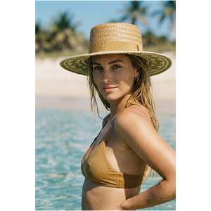Sombrero Panamá de Paja con Estampado de Camello, Ala Ancha, Sombrero de Verano HSR2121 - HSR2121-CAMEL - Product Image 3