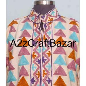 Chaqueta Bomber Tejida Floral Bohemia Bordada a Mano, Forro de Algodón Estampado para Mujer, Hecha a Mano, Ecológica, para Invierno y Primavera - Product Image 3