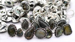 Anneaux en argent sterling 925 plaqué pierres précieuses, labradorite naturelle, motif vintage fleur et autres motifs mixtes, anneau de mariage et de fête, vente chaude - Product Image 4