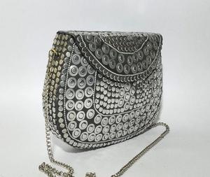 Stone <b>Clutch</b> Luxury Design Handmade Bags <b>Silver</b> Evening Designer Ready to Ship Sa Resin Brass Mosaic with Metal - Product Image 1