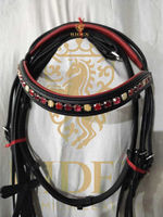 Bride en cuir léger pour exportateur indien Bridle Crystal Brow Band avec Web Reins Designer Accessoires équestres pour l'équitation ..