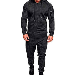 ชุดวอร์มผู้ชาย,เสื้อฮู้ดใส่สบายชุดวอร์มสีพื้นชุดกีฬา2ชิ้น - Product Image 2