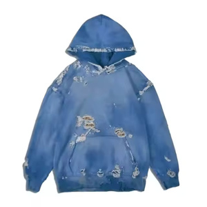 Sudadera con capucha unisex extragrande y transpirable, diseño personalizado con efecto desgastado por el sol y lavado ácido, estilo urbano de invierno, con apliques, color liso. - Product Image 1