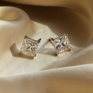 Chapado en oro plata esterlina 925 estilo Hip Hop lindo corte princesa VVS Moissanite diamante Stud pendientes para mujeres tercera fiesta - Product Image 1