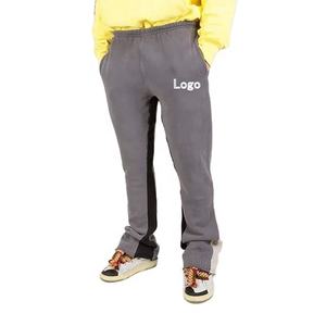 Pantalon de survêtement évasé décontracté pour homme Pantalon de survêtement évasé empilé personnalisé avec taille élastique et motif patchwork - Product Image 1