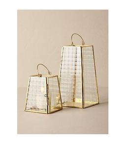 Lanternes suspendues traditionnelles modernes en métal doré et verre pour décoration intérieure et extérieure pour la maison, le jardin et Noël avec utilisation de bougies - Product Image 1