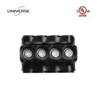   Connecteur de câblage isolé noir à 4 ports, raccord mécanique à double entrée pour fils en cuivre et aluminium de 6AWG à 250kcmil