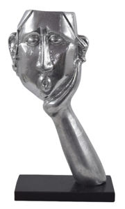 Sculpture décorative verticale en aluminium doré moderne et élégante, visage pleurant mobile, artisanat en métal pour table, anniversaire - Product Image 4