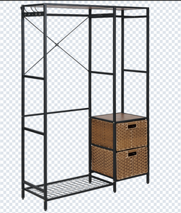 Estante de ropa de metal con cajones de almacenamiento de ratán para aplicación en interiores BeNK - Product Image 3