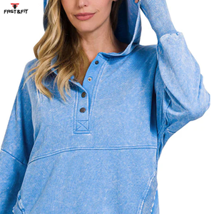 Sweat à capuche respirant anti-rides pour femme de différentes tailles, sweat à capuche femme délavé à l'acide en tissu de qualité supérieure - Product Image 4