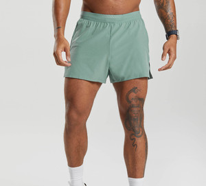 Shorts de sport pour hommes en toile de couleur unie, écologiques, à séchage rapide, respirants, imperméables, avec taille élastique, pour la gym, le fitness et le jogging - Product Image 1