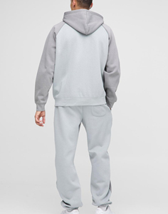 OEM/ODM évacuation de l'humidité respirant solide hommes bloc de couleur fermeture éclair survêtement logo imprimé personnalisé coupe normale vêtements d'hiver 2 pièces - Product Image 3