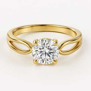 Anillo de Compromiso Moderno de Oro Blanco de 14k con Moissanita Certificada, Engaste de Puntas, 1ct y 0.38ct, Diseño Elegante Chapado en Oro - Product Image 2