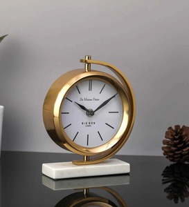 Horloge de bureau circulaire moderne en fer, mouvement à quartz, affichage à aiguilles, silencieuse, sans tic-tac, finition dorée, pour la maison et le bureau - Product Image 6