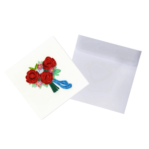 Carte en quilling, bouquet de roses, design de carte en quilling, cartes de vœux faites à la main avec enveloppe, art papier pour la fête des mères - Product Image 3