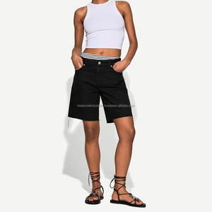 Short en jean taille haute pour femme Jeans droits coupe ample avec toutes les tailles et jambes larges - Product Image 3
