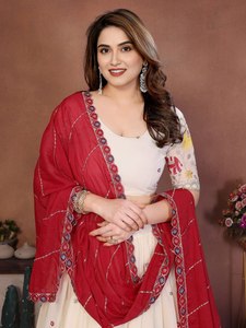 ชุดโชลีแฟชั่นน้ำหนักเบาพิมพ์ลายดิจิทัลผ้าจอร์เจตต์ลายดาวพิเศษสำหรับงานพรมแดงสไตล์ที่ 2 สีแดง พร้อมผ้าแคนวาส - Product Image 4