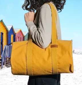 กระเป๋าเป้สะพายหลังผ้าใบแคนวาสความจุขนาดใหญ่ทำด้วยมือมัสตาร์ดแบบแกว่งสีเหลือง - Product Image 5