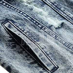 Veste en jean pour homme 100 % coton, fabrication professionnelle, vente en gros, décontractée, pour l'extérieur, hiver, écologique, respirante, fermeture avant - Product Image 6