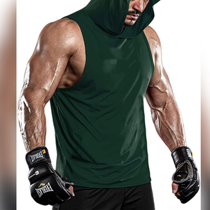 Wholesale <b>Men</b> Summer Custom Cotton Stringer Gym Vest High Quality Hooded Stylish Tank Top <b>Singlet</b> <b>Men</b> Hot Selling Red Tank Top - Product Image 4