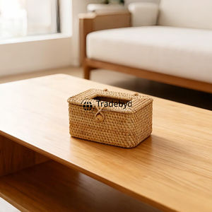 Elegante Caja de Pañuelos Cuadrada de Ratán Hecha a Mano para Decoración del Hogar, Diseño Tejido Natural, Duradero y con Estilo, Tradebyd - Product Image 6