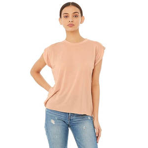 Wholesale Bella + Canvas Women's Flowy Muscle Tee 8804- Fashion <b>Ladies</b> <b>Rolled</b> Cuffs Plain Vest Loose Flowy <b>Tops</b> T Shirt - Product Image 1