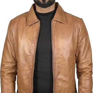 Veste en cuir d'agneau véritable pour hommes de qualité supérieure veste de style motard de moto classique coupe ajustée vêtements d'extérieur en cuir véritable - Product Image 3