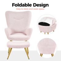 Chaise d'appoint en velours rembourrée et à dossier haut confortable et doux Fauteuil moderne avec aile latérale et pieds en métal