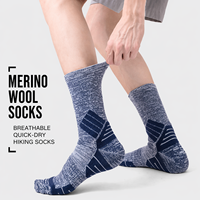 Chaussettes en laine mérinos pour hommes, épaisses, personnalisées, avec boucles en tissu éponge, thermiques, chaudes, coussinées, pour la randonnée