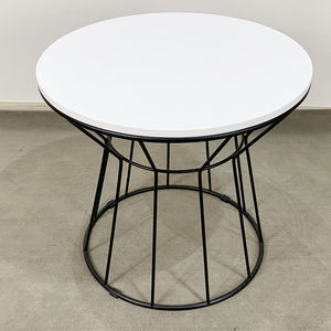 Antique Iron Frame <b>Coffee</b> <b>Table</b> with Wooden Top 60x60x52cm Durable Convertible Industrial Design for Living Room Use - Product Image 3