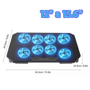 Base de Refrigeración para Portátil de Plástico con 8 Ventiladores y Dos Puertos USB, Ventiladores Dobles para Portátiles de 12 a 15.6 Pulgadas, en Stock - Product Image 5