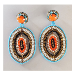 Pendientes de Diseño Elegante, Joyería de Moda Hecha a Mano, Forma Ovalada, Estilo Casual para Mujer, Marco de Metal con Cuentas, al Mejor Precio - Product Image 1