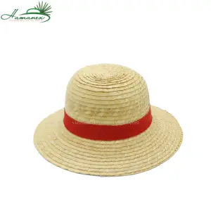 Straw hat Light yellow with red cloth Cosplay hat for cartoon character Monkey D. Luffy