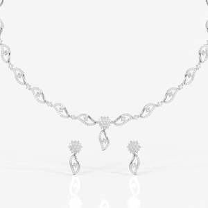 Elara Moissanite Diamond 9k Gold <b>Necklace</b> Designer Jewelry for Wedding Occasions - Product Image 5