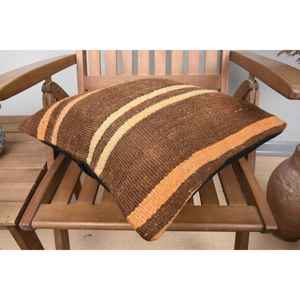 Almohada Kilim de lana marrón de 18x18 pulgadas, cojín estampado esponjoso de lujo, pluma tejida con estampado cuadrado Vintage para ropa de cama, Navidad - Product Image 4