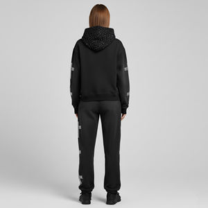 Primum Quality Rhinestone Cross Acid Wash Winter Seatsuits Set Custom Heavyweight Cotton Tracksuit Women - Product Image 4