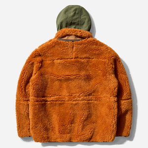 Veste polaire Sherpa élégante pour hommes avec capuche chaude et poches utilitaires Vêtements d'hiver High Street avec logo sur le devant - Product Image 2
