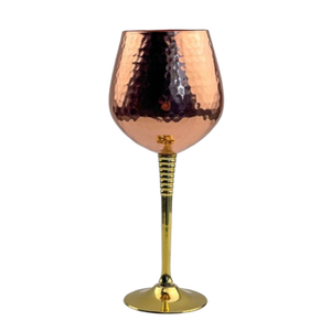 Verre à vin en cuivre et laiton pur |   Gobelet en cuivre martelé artisanal - Product Image 1