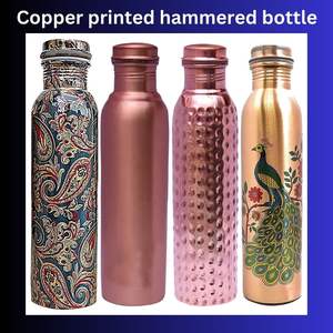 Botella de agua de cobre puro hecha a mano, duradera, a prueba de fugas, sin BPA, con artesanía tradicional india para acampar, salud y bienestar - Product Image 3