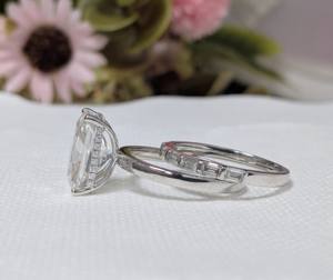 Bague de fiançailles en diamant de laboratoire taille radiant de 4,90 carats avec alliance assortie sertie de diamants en sangle, ensemble de mariage en or blanc massif 14 carats - Product Image 2