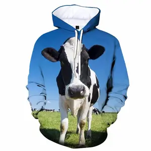 패션 암소 소 농업 3D 인쇄 남성/여성 후드 농장 동물 크리에이티브 프린트 후드 스웨터